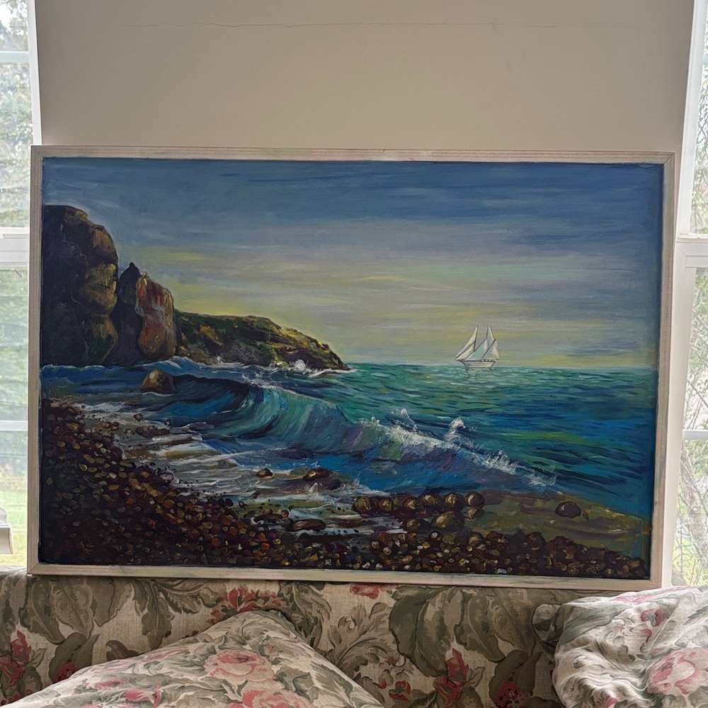 Seascape Canvas Art with Sailboat